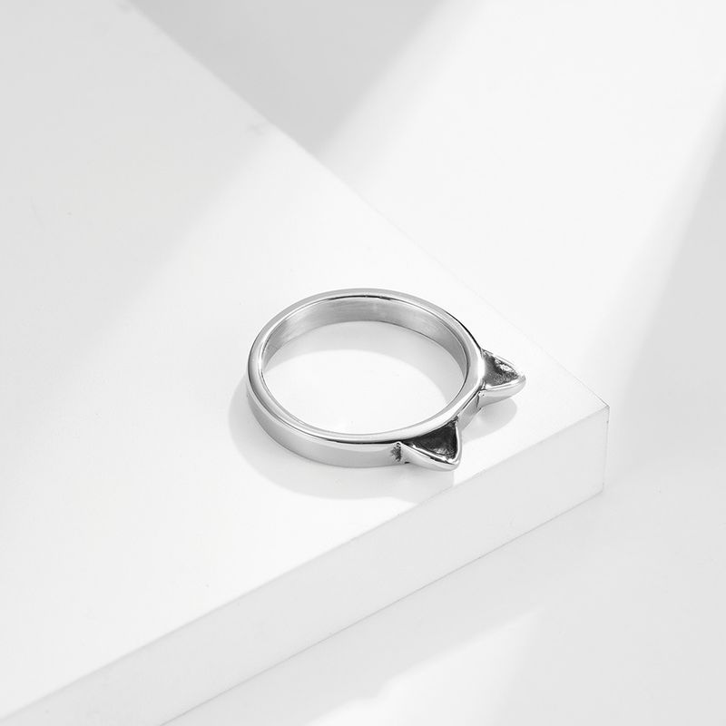 Anello da donna in acciaio al titanio con orecchie da gatto, grazioso, con gioielli da mano, per ragazza, con mignolo_voghion.com