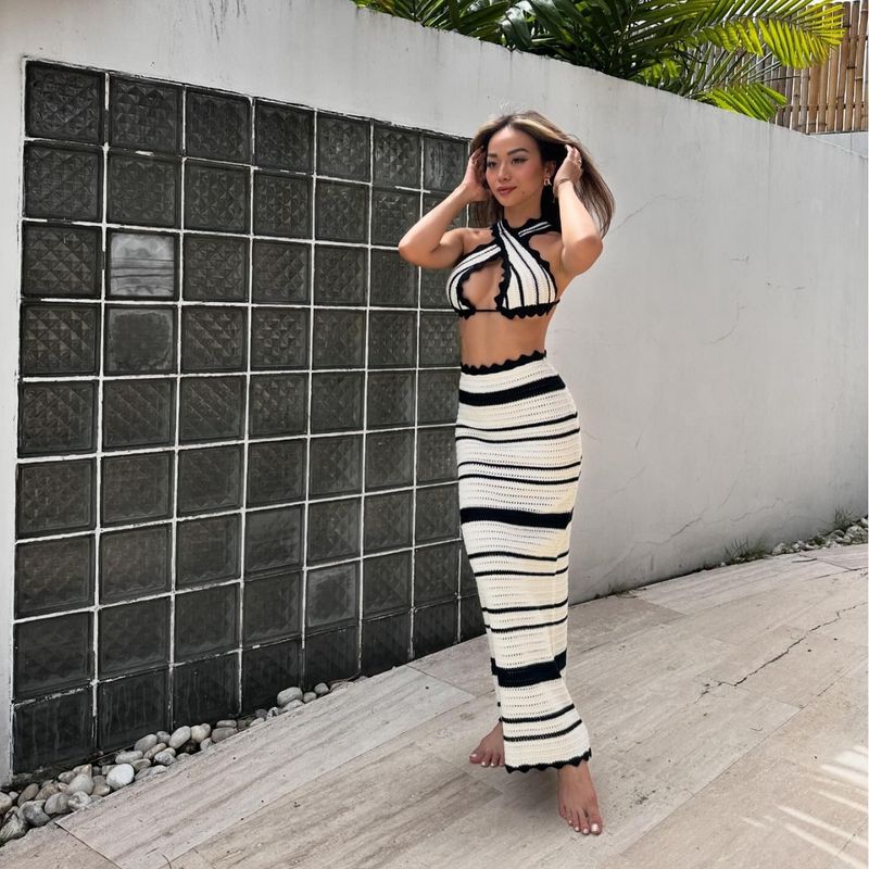 Gestreiften bikini lässig weste strapse top anzug strand böhmischen stil kontrast farbe lange_voghion.com