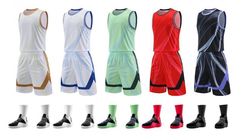 Basketbola tērps vīriešu vasaras koledžas sporta treniņu komandas basketbola krekla bumbu apdrukai_voghion.com