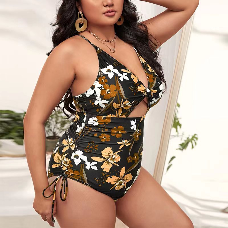 Maillot de bain une pièce grande taille, imprimé, Push-Up, ajouré, serré, pour femmes_voghion.com