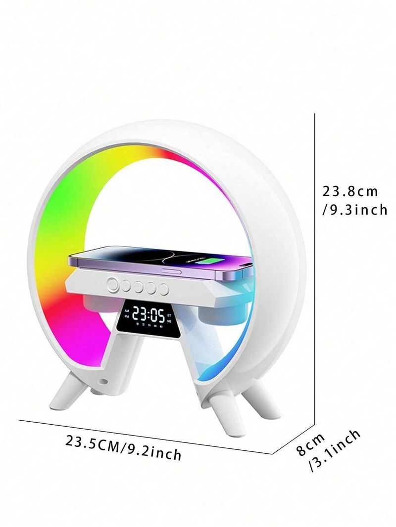 3D Multifunctionele Nachtlampjes Wekker Muziekluidspreker Draadloze Oplader Nachtkastje Lampen_voghion.com