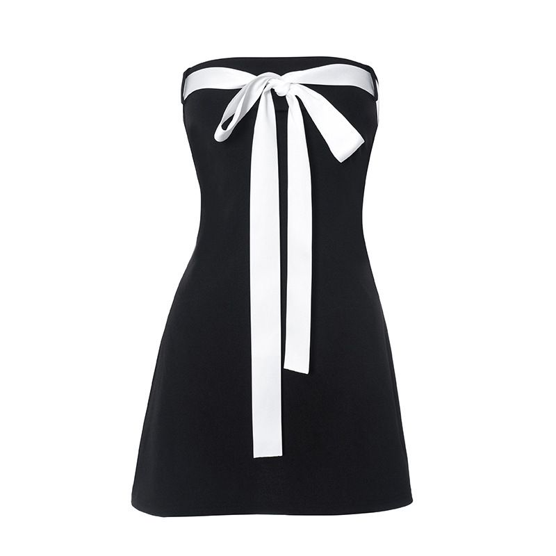 2024 Sexy Open Back Bow Spicy Girl Reggiseno Avvolgente Hip Abito Corto Donna Abbigliamento_voghion.com