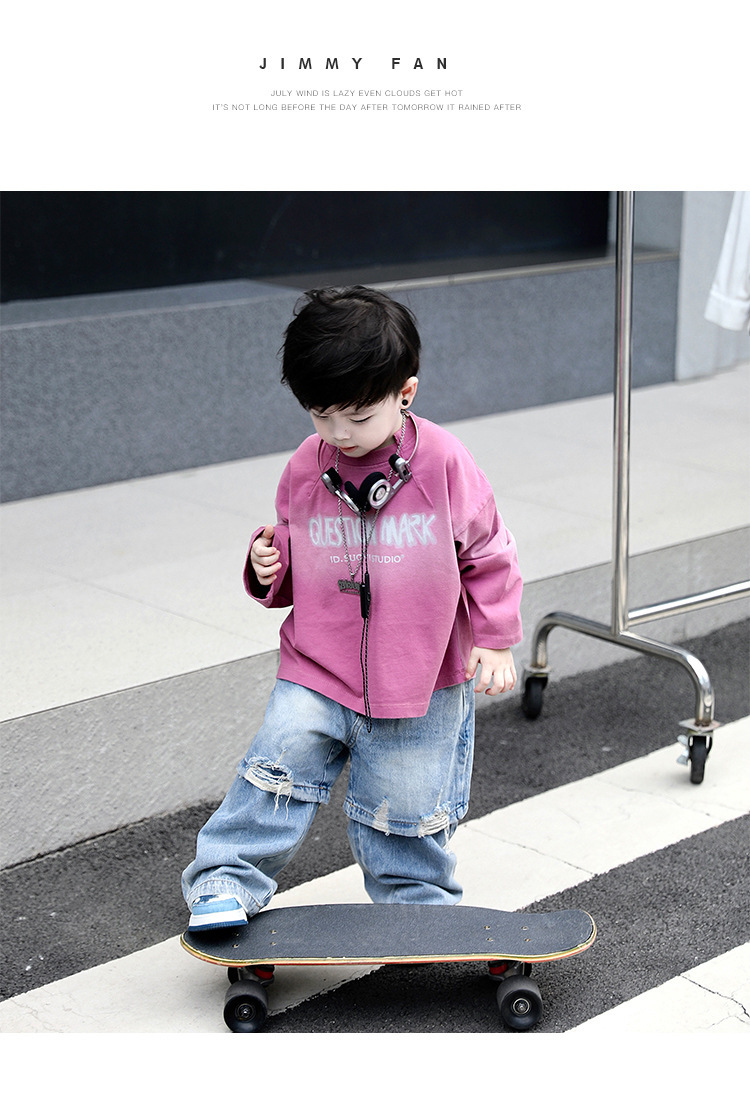 Mère et enfants enfants patchwork déchiré décontracté garçon jeans bébé pantalons tendance_voghion.com