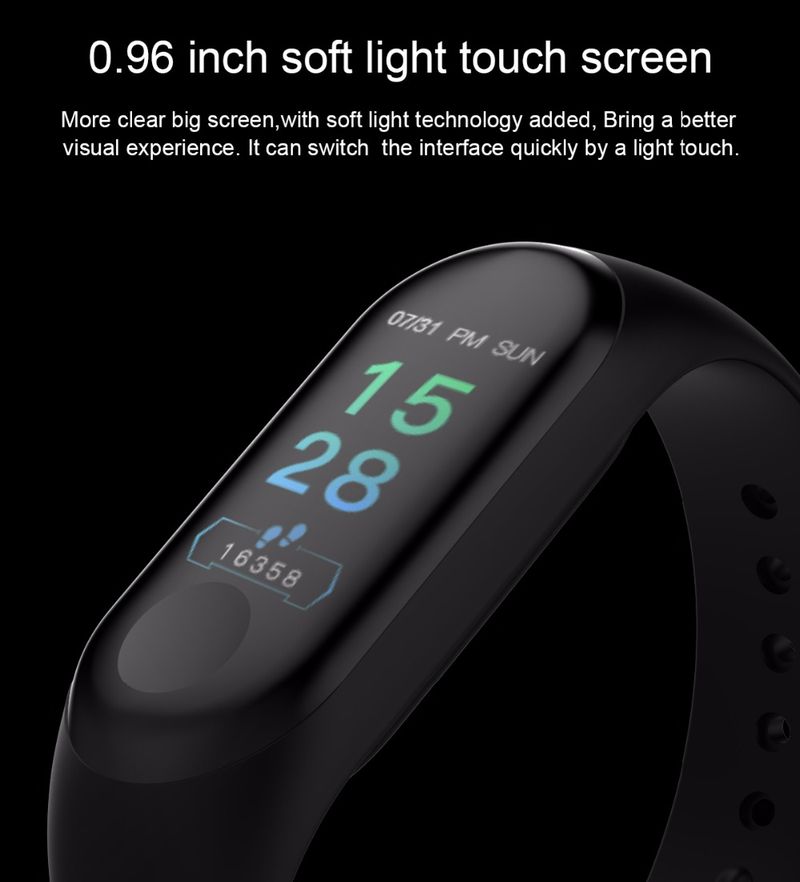 Smart Fiess Armband Tracker Uhr Wasserdicht Pedometer Pulsmesser Smartband Blutdruck Band PK M2 M3 M4 M5_voghion.com