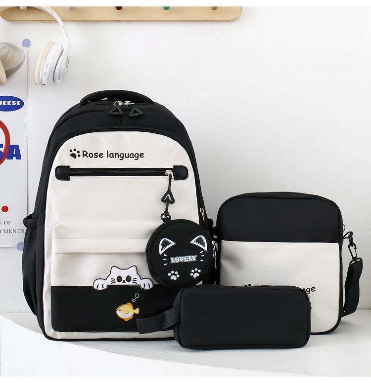Set di zaini scolastici unisex - Zaino in nylon di grande capacità con spallacci imbottiti, set da 3 pezzi per studenti_voghion.com