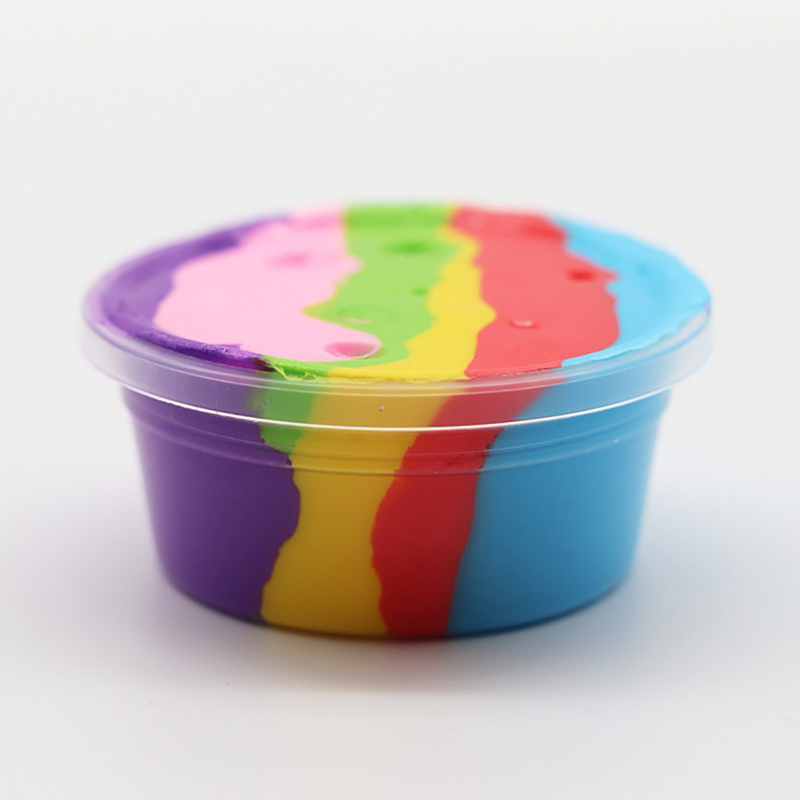 Jucării pufoase pentru copii, model curcubeu, nămol, chit de noroi, plastilină, nămol, stres, ameliorarea stresului_voghion.com