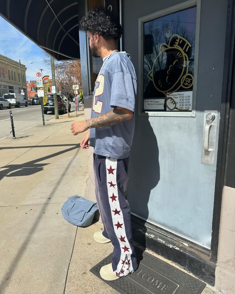 Unisex Hip-Hop Jogginghose – Lose Passform Jogginghose mit Stern- und Reißverschluss-Print (Schwarz/Blau/Grün, S-XL)_voghion.com