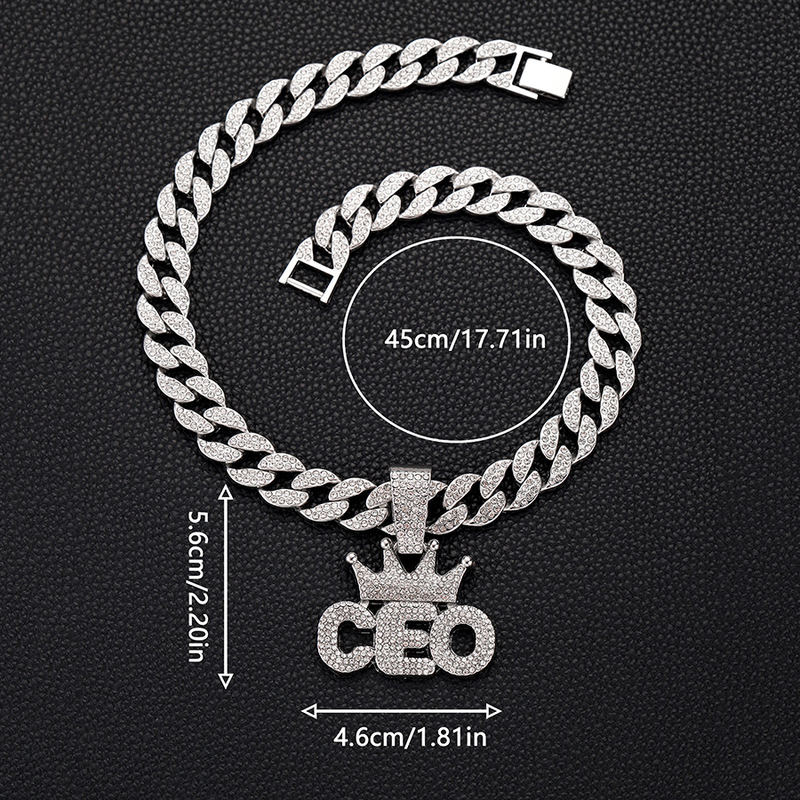 Diamantová koruna CEO Alloy Pendant Hip hop kubánský řetěz Rap personalizovaný mužský náhrdelník_voghion.com