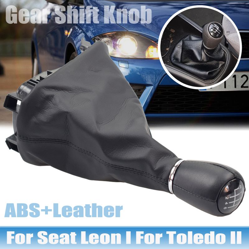 Car Gear Shift Knob Head 5/6 Speed gear shift lever stick with Gaitor Boot Cover SEAT LEON 1 for TOLEDO 2 1998-2005_voghion.com