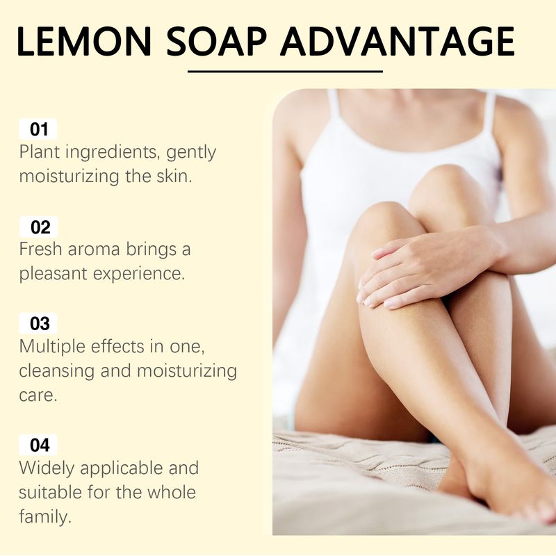 OUHOE Pure Lemon Soap Lemon Soap Vc Oil Removing Refreshing Cleansing Body Cleansing Bath Soap_voghion.com