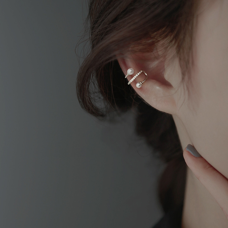 Sterling Sier VENUS Fashion Pearl Double Line Ear Bone Clip Orecchini da donna Nessun foro Orecchio Clip Gioielli Anelli Si_voghion.com