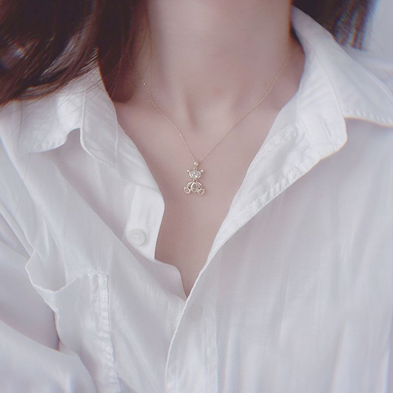 Lagerbeständeg 2024 Neien Design Exquisite Bewegbare Bär Frae Vergoldet 14k Echtgold Elegant Zirkon Halskette Gebuertsdagscadeau Bijouen Brincos_voghion.com