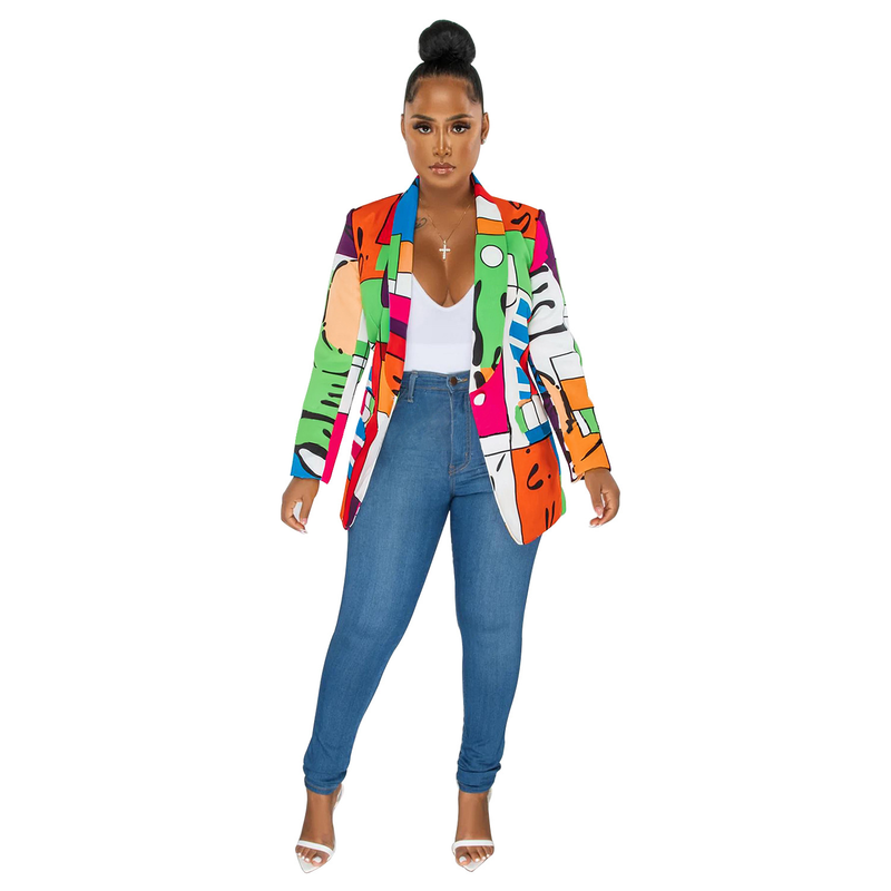 Costum de damă, îmbrăcăminte la modă avangardistă, cu rever larg, decolteu în V și mânecă lungă, dintr-o singură piesă, pentru femei_voghion.com