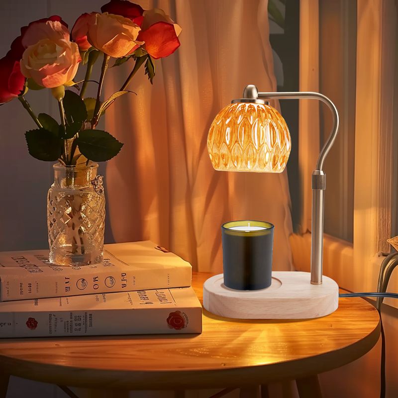 Lampada da tavolo scaldacandele retrò, lampada per aromaterapia con timer e dimmer, altezza regolabile per candele profumate, arredamento per la camera da letto._voghion.com