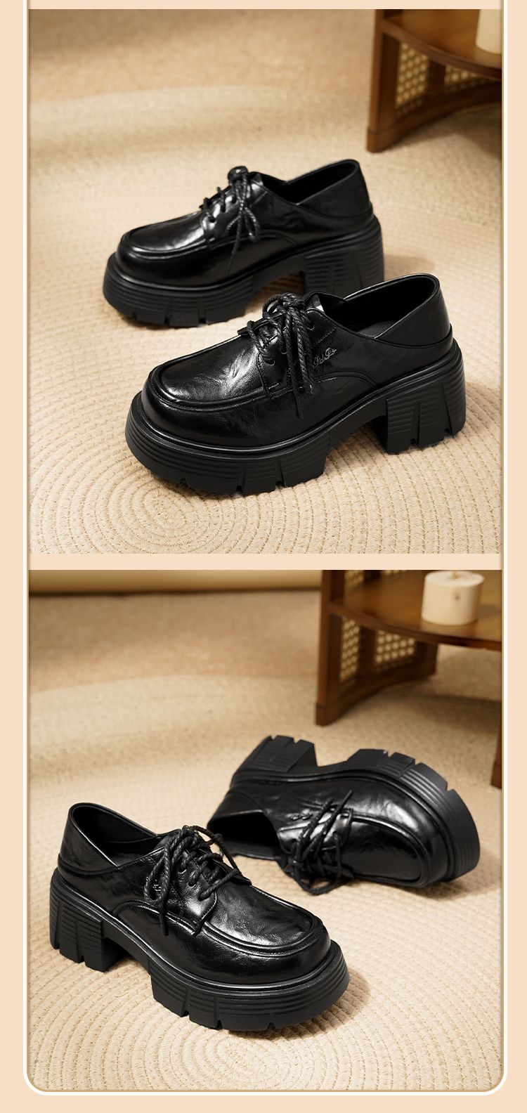 Mocasines de plataforma para mujer, recién llegados en 2025, tacón grueso, estilo universitario retro, planos británicos genuinos, primavera y otoño, talla pequeña_voghion.com