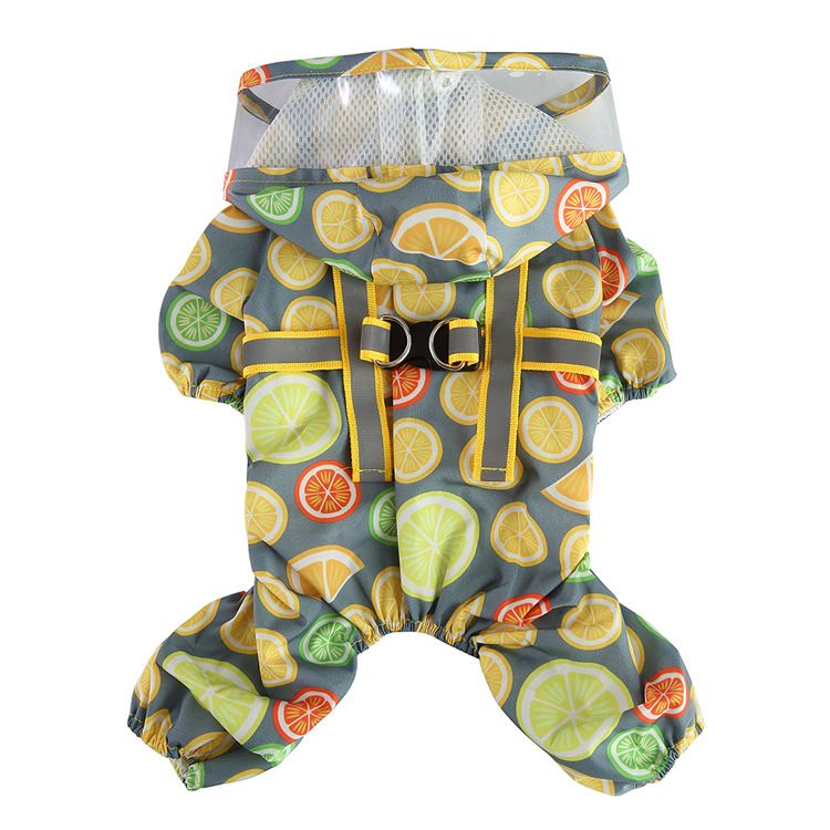 Haustier Vierbeiner Kleine Brust Zurück Reflektierende Hund Regenmantel Taille Tasche Schwanz Ente Stil_voghion.com
