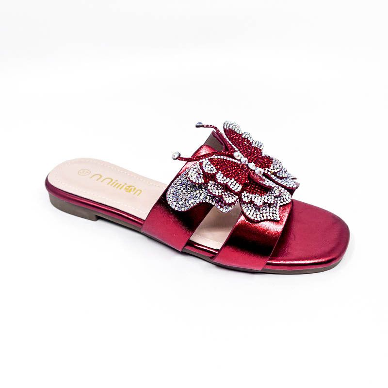 Chaussons pour femmes, ballerines pour femmes, chaussures plates, surface diamantée, extérieur, sans lacet, mode, pantoufles pour femmes Huidong, usine_voghion.com