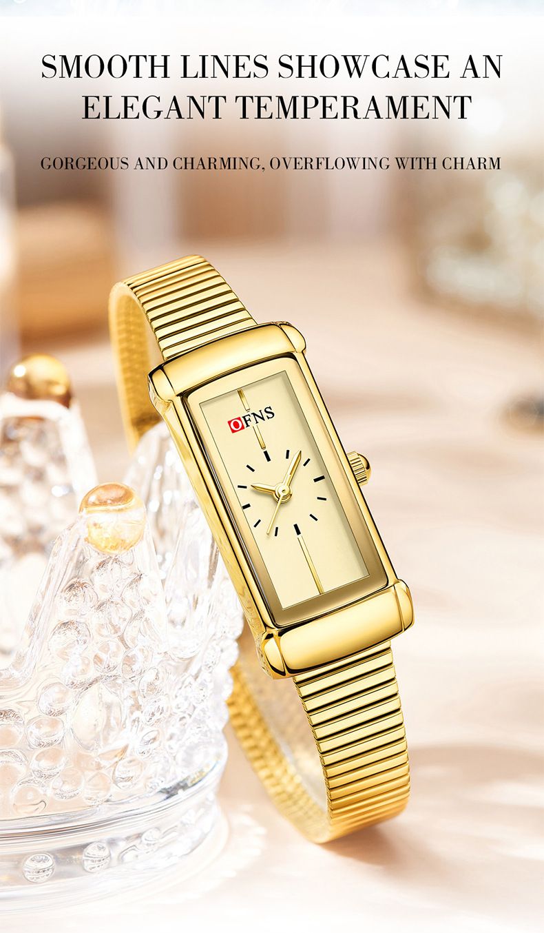 Women's Vintage-Inspired Watch – Elegant Rectangular Dial, Genuine Leather Strap, Water-Resistant, Quartz Movement_voghion.com