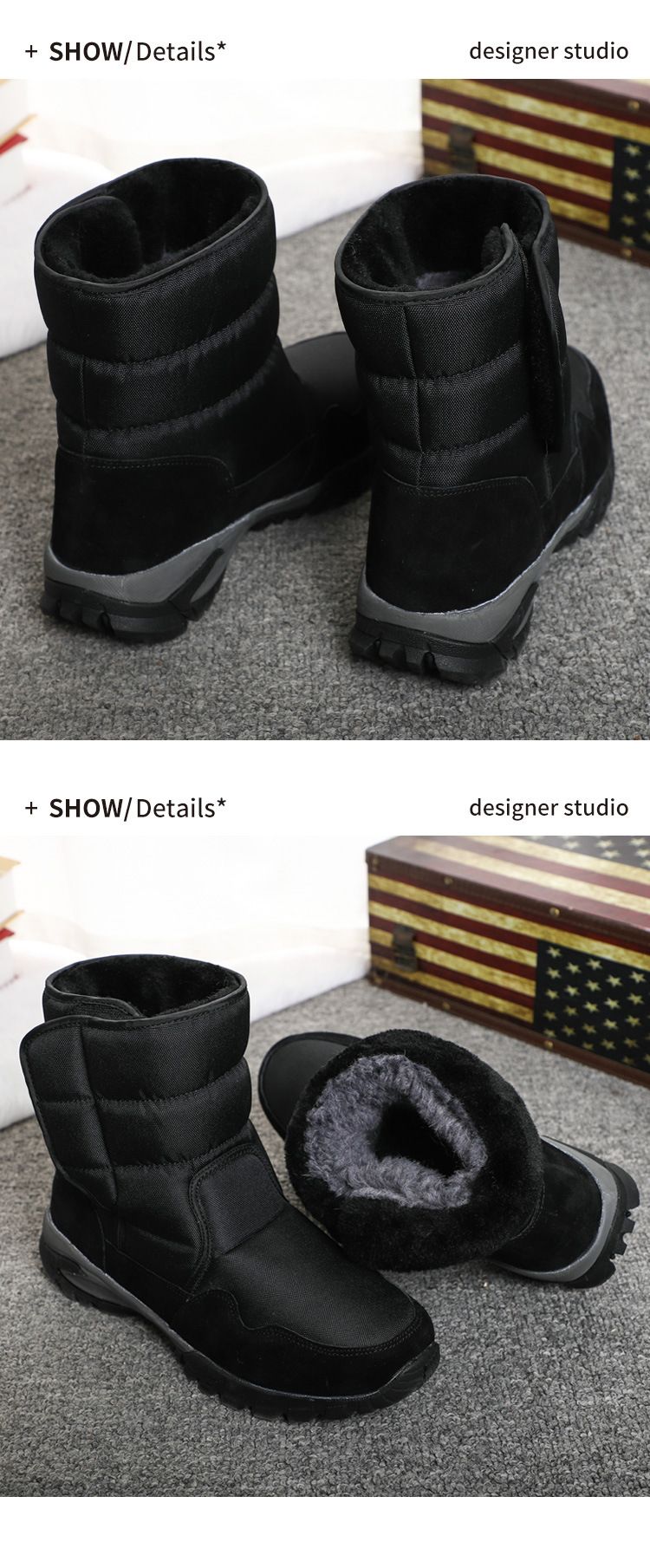 Nowe męskie buty śnieżne NOKOMETA w rozmiarze 48 nie są śliskie ani popękane, są wytrzymałe i łatwe w noszeniu._voghion.com