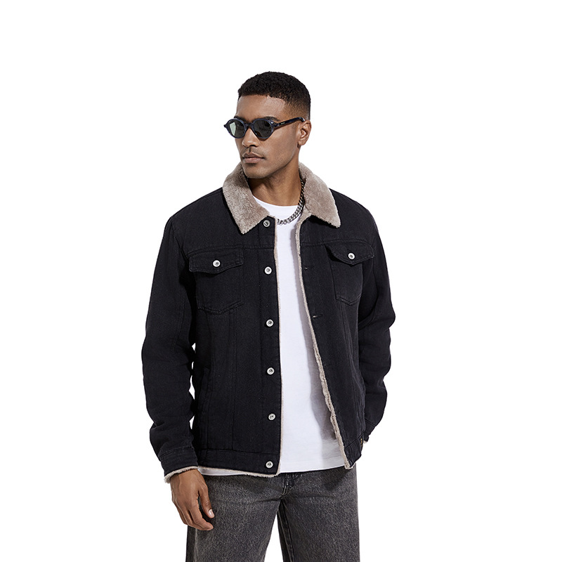 Giacca in denim da uomo, autunno inverno, foderata in pile, tendenza moda casual_voghion.com
