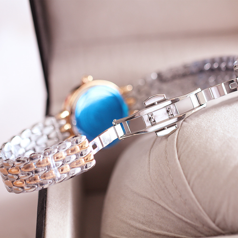 Madingas, madingas, su deimantiniais inkrustacijos kalendoriumi, kompaktiška ir paprasta vandeniui atspari apyranke, kvarcinis potvynių ir atoslūgių laikrodis_voghion.com