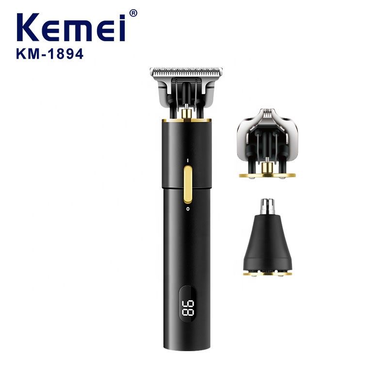 KEMEI KM-1894 Tondeuse électrique professionnelle pour hommes Écran LCD Rechargeable 3 en 1 Tondeuse à cheveux pour le nez_voghion.com