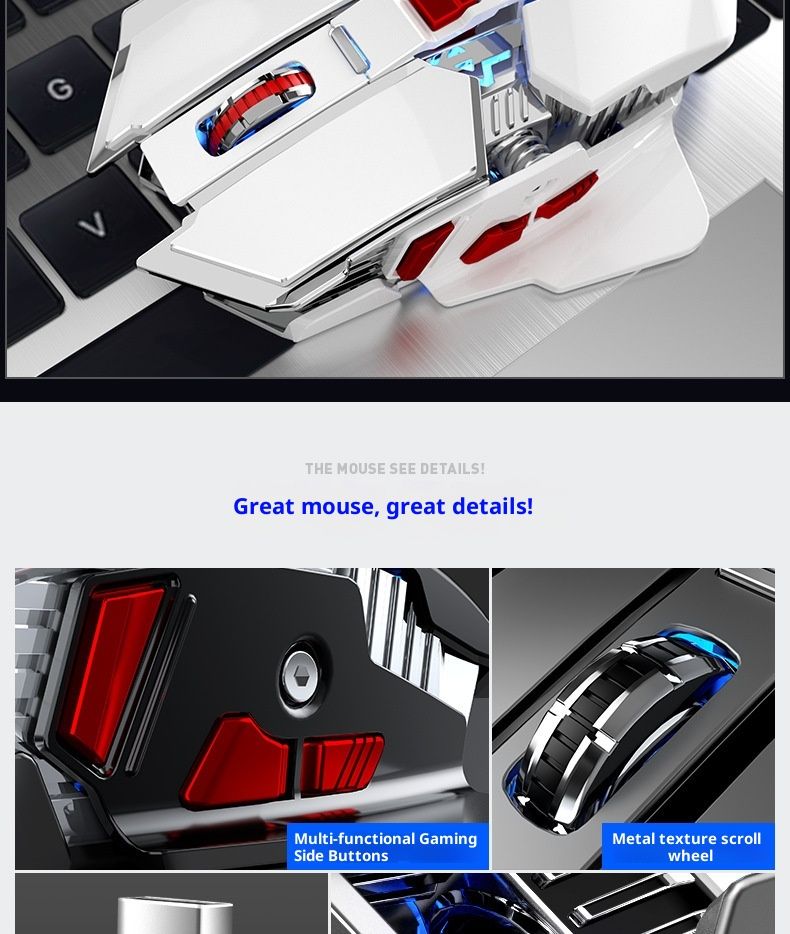 Digitex Digitex Wolf Spider SC300 Wireless Mouse Rechargeable Laptop Desktop Computer Mechanical Metal E-Sports Gaming Cross-Border_voghion.com