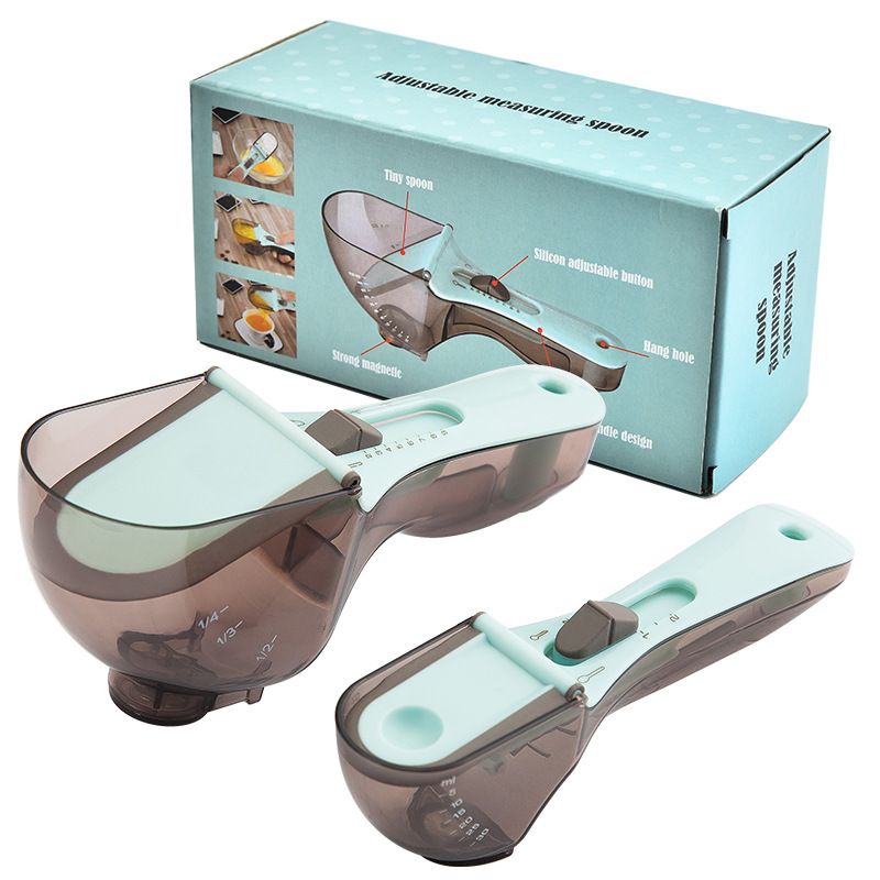 Baking Kitchen Tool Plastic Graduated Adjustable Measuring Spoon Set_voghion.com