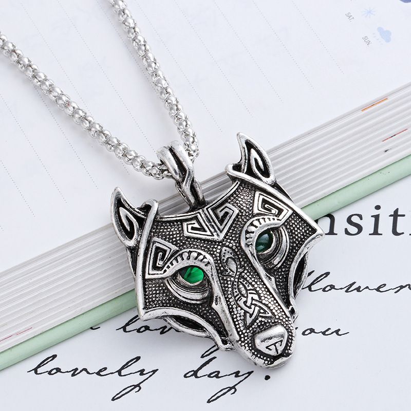 Keltisk tilbehør nytt produkt ulvehode talisman anheng Viking halskjede_voghion.com