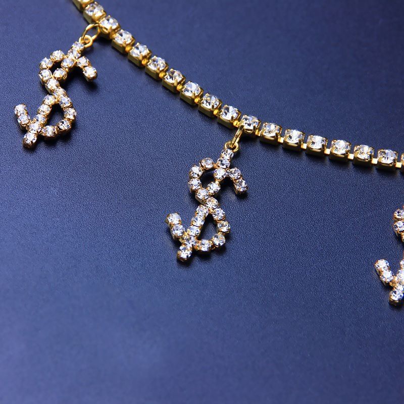 Alle-spiel sexy strass Taille kette einreihige metall punk dollar Taille kette weibliche einfache Taille kette_voghion.com