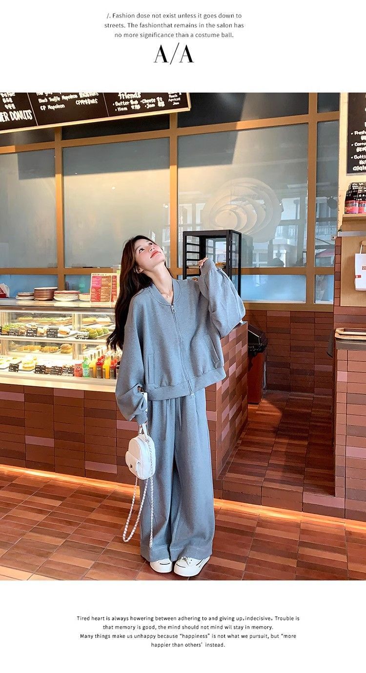 Survêtement deux pièces pour femme, grande taille, extra large, 150 kg, mode, polyvalent, rouge angora, automne, style paresseux, ensemble 2_voghion.com