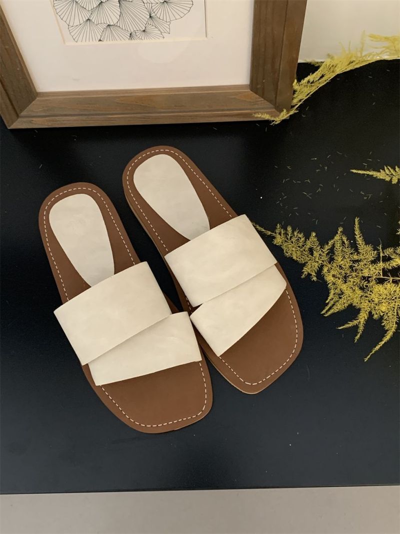 Rahvahulga loodud disain kandiliste avatud ninaosadega lamedate sussidega naistele suvel, haldjasstiilis, mereäärsel puhkusel või rannas kandmiseks_voghion.com