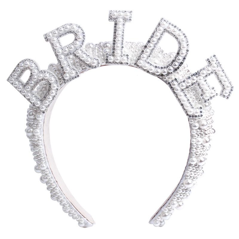 Accessori per capelli stile sposa perla festa di nozze lettera corona fascia_voghion.com