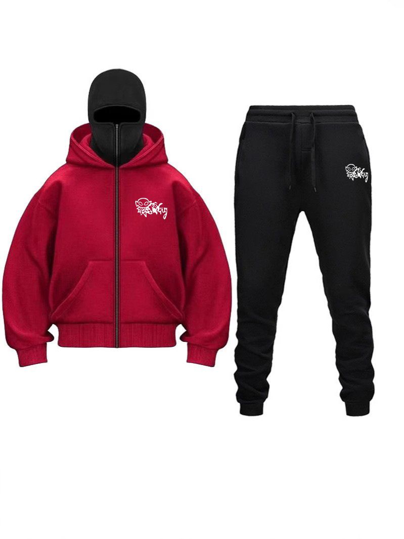 2025 New Double Hooded Sweatshirt DIY Unisex Autumn Winter Couple Zipper Hoodie Sweatpants Set_voghion.com