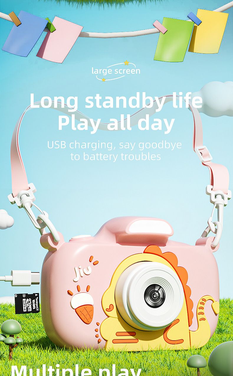 【High Quality】 Children's 2.4Inch HD Large Screen Dual Cartoon Digital Camera With Flash Toy Photography_voghion.com