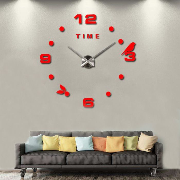 Large 1-Meter Wall Clock – Customizable Acrylic Mirror Surface With Silent Jump Movement, Battery-Powered For Home & Office Decor_voghion.com