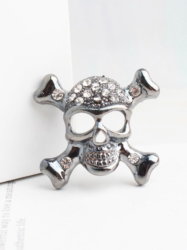 Funny Skull Alloy Inlay Alloy Men'S Brooches_voghion.com