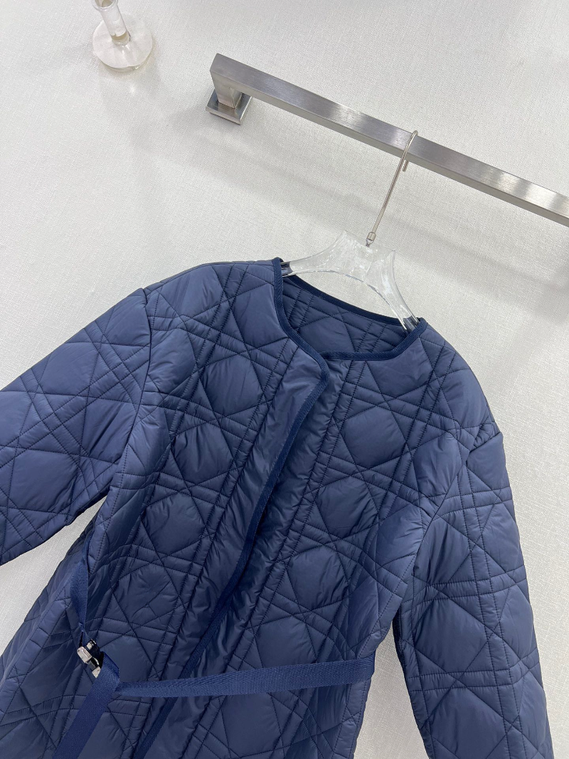 Höst Vinter Kvinnor Slimma Rutiga Quiltade kappor Öppen Dam Designer Varm bomullsjacka med bältebroderi_voghion.com
