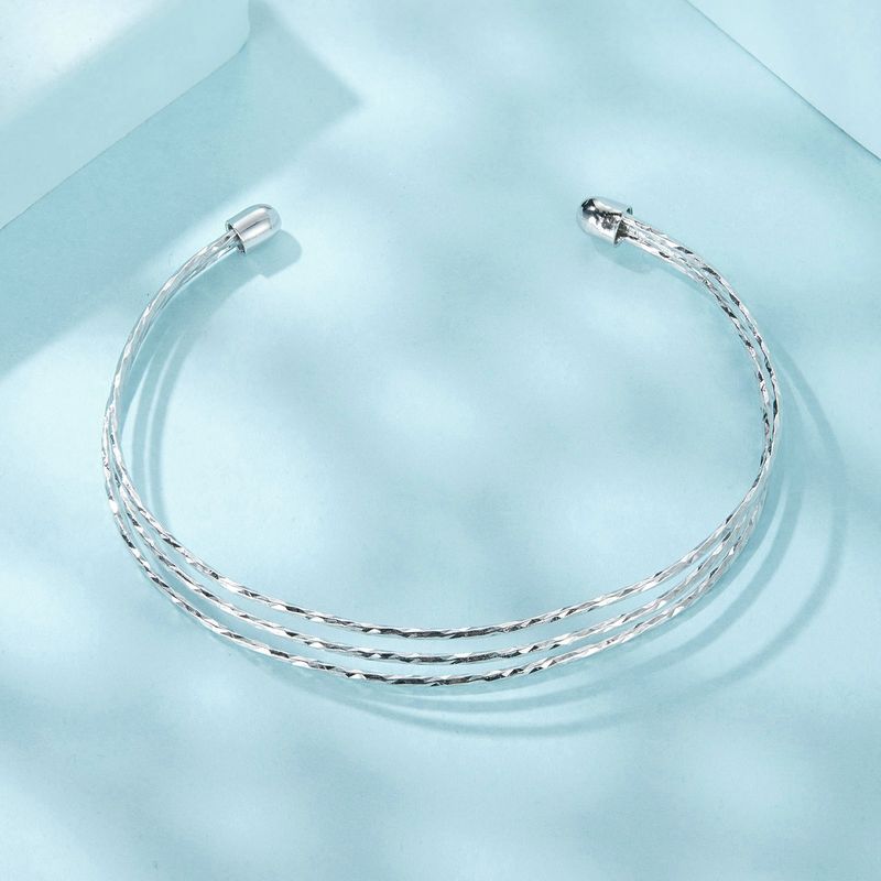 Minimalist Multi-layer Bangle , 925 Sterling Silver Bracelet For Women_voghion.com