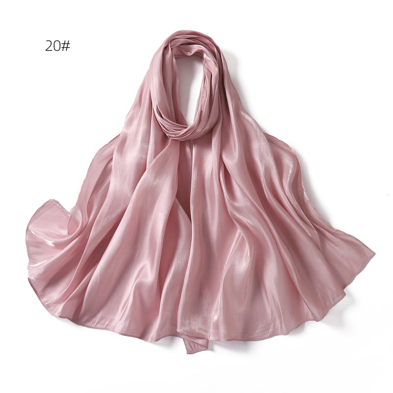 Unisex Solid color soft shimmering satin scarf women's scarf sunblock shawl Muslim_voghion.com