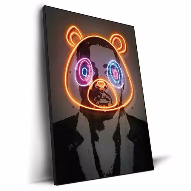 New Abstract Neon Light Design Rapper Poster Hip Hop Wall Art Graffiti Decorative Painting_voghion.com