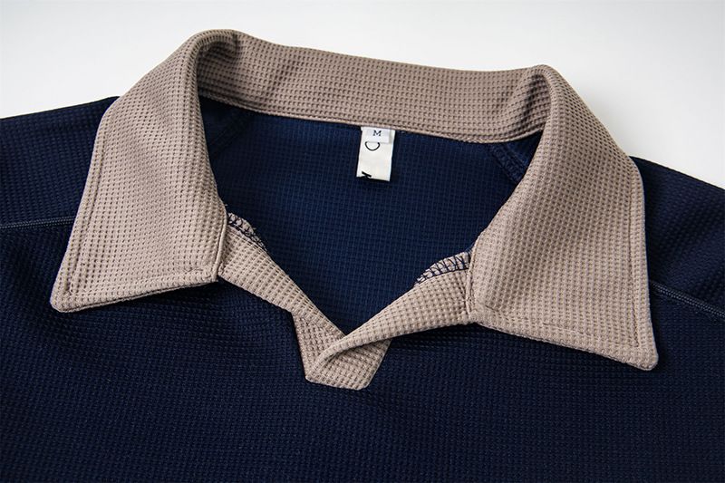 Sweat-shirt à col rabattu avec lettres brodées, style américain, unisexe, nouveau polo ample et décontracté en jersey 2025_voghion.com