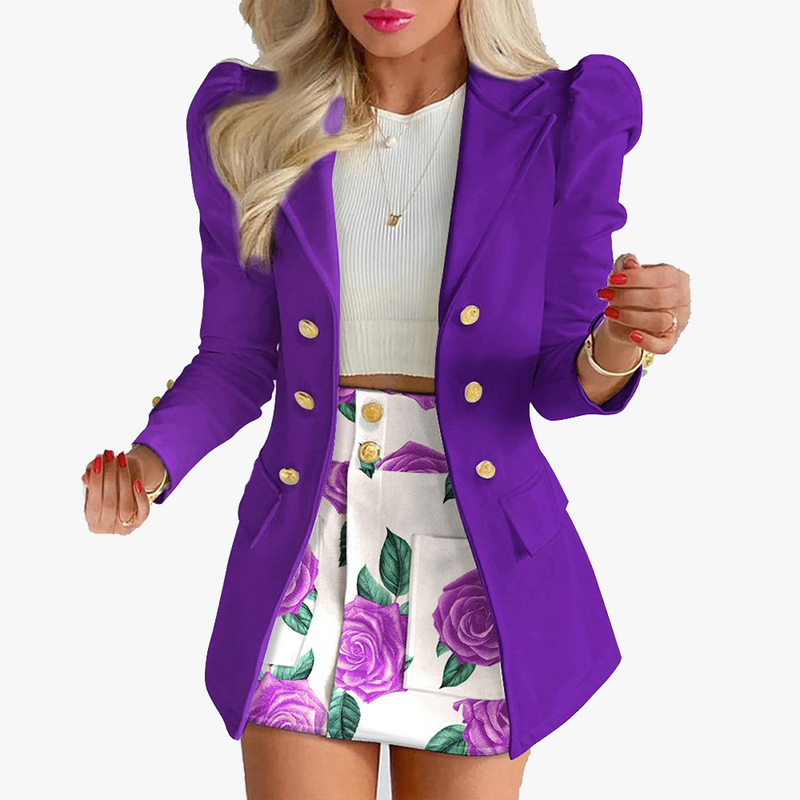 Moda feminina temperamento xadrez impresso saia casual terno conjunto de duas peças_voghion.com