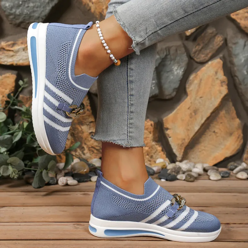 Nuova scarpa singola grande con tacco a spillo in catena di metallo, suola spessa, traspirante e leggera, in rete, per scarpe casual da donna_voghion.com