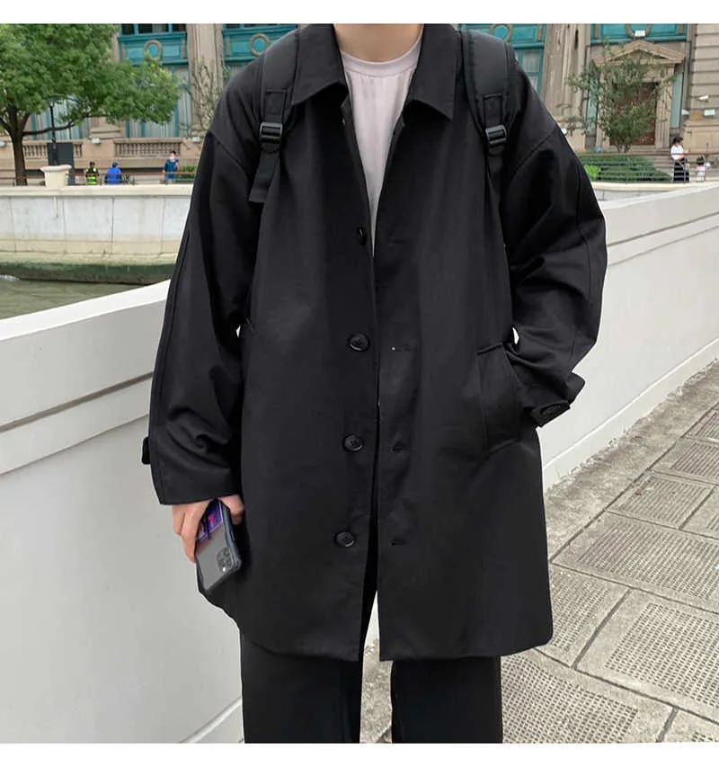 Herrenmäntel Herbst Baumwolle Trench Mode Lässig Übergroße Lange Mantel Männer Streetwear Koreanische Lose Windjacke Herren_voghion.com