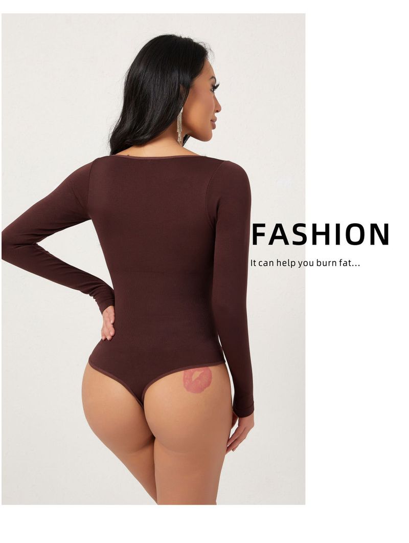 Seamless Shapewear Bodysuit For Women - Tummy Control Waist Trainer With Butt Lifting & Slimming Effect, Long Sleeve Slimming Underwear_voghion.com