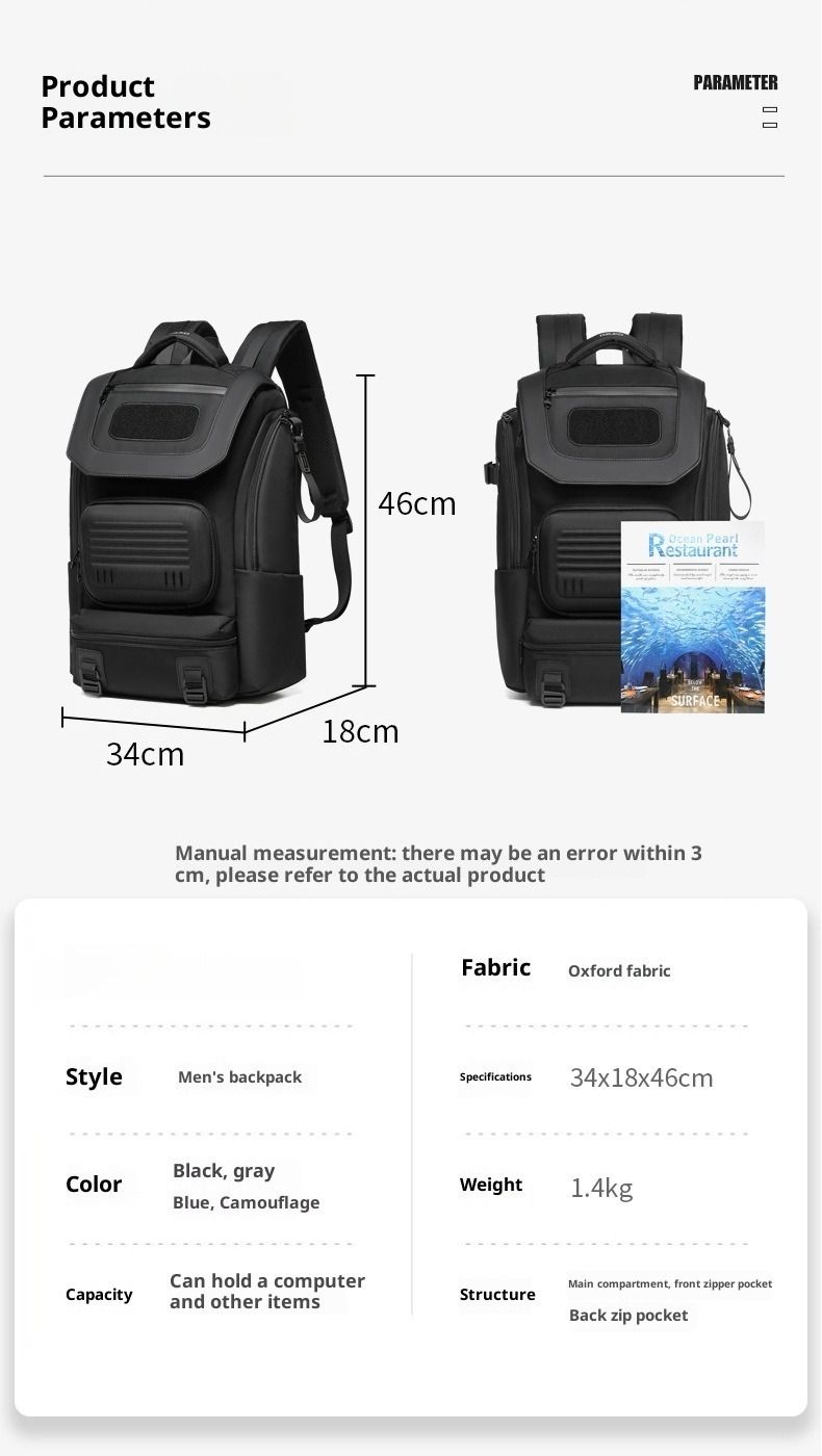 Zaino tattico NOKOMETA, zaino da escursionismo per esterni, impermeabile e resistente all'usura, grande capacità, borsa per computer da viaggio per pendolari da uomo_voghion.com