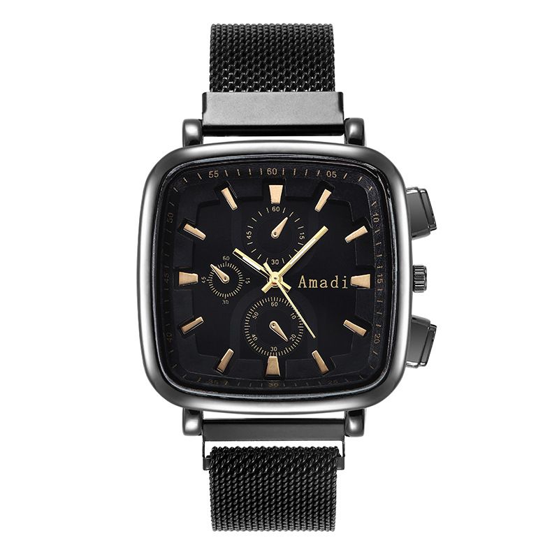 Orologio da donna Orologio quadrato Orologio a tre occhi Lega a maglie con moda Orologio casual Orologio da donna alla moda per studenti_voghion.com