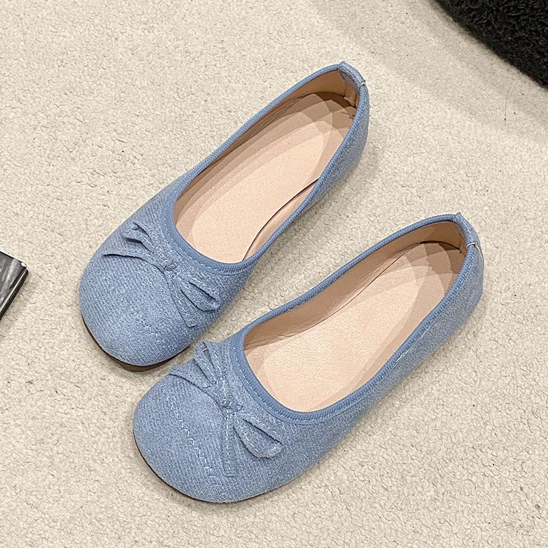 Casual Single Shoes Shoes Women's Retro Flat Bow One Pedal Lazy Shoes Simple Fashion Doudou Shoes_voghion.com