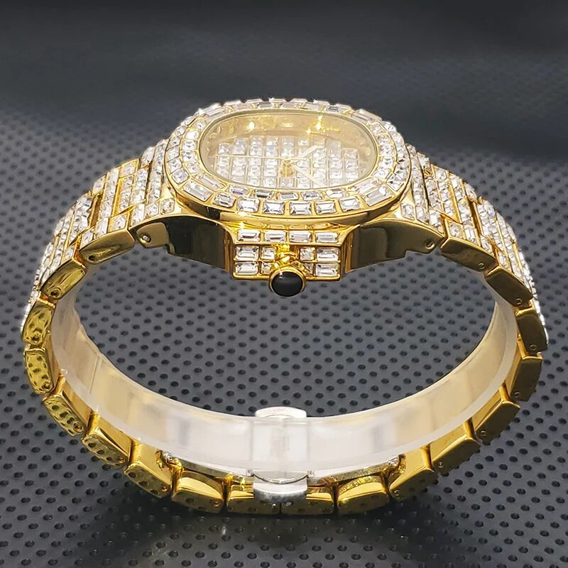 Iced Out Ceas pentru bărbați Hip Hop Diamond Sier Quartz ceas hombre High End Dive Ceasuri de bărbați din oțel inoxidabil Dropshipping_voghion.com